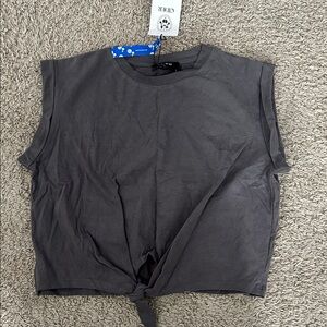 Cider Charcoal Tie-Front Crop Top